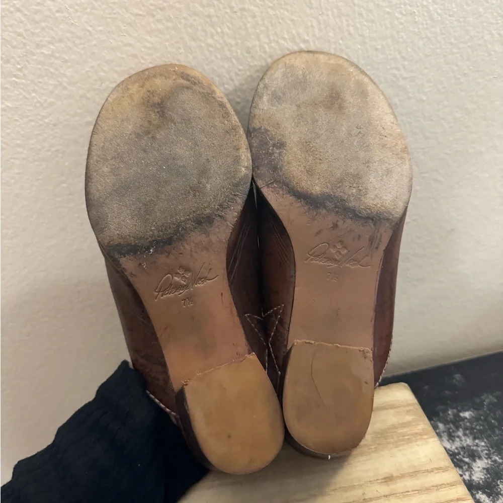 Patricia Nash Nicia Old World Map Leather Mules Clogs Dark Brown Size 7.5 - Picture 6 of 9